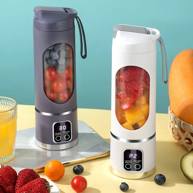 Liquidificador portátil esen-cia pequeno, recarregável via USB, com lâminas de aço inox, ideal para sucos e smoothies pessoais