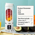Lata portátil de blender e juicer esen-cia com lâminas de aço inox, recarregável via USB, para smoothies e sucos pessoais.