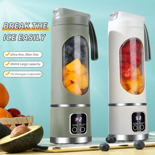 Liquidificador portátil pequeno esen-cia com lâminas de aço inox, recarregável por USB, ideal para sucos e smoothies pessoais