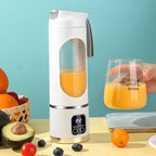 Liquidificador e juicer portátil esen-cia, pequeno, recarregável por USB, com lâminas de aço inoxidável para smoothies e sucos.