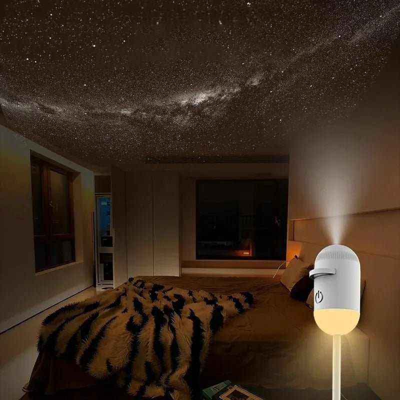 Lâmpada de noite 2 em 1 da esen-cia com projeção de estrelas, iluminação ambiente para quarto e decoração.