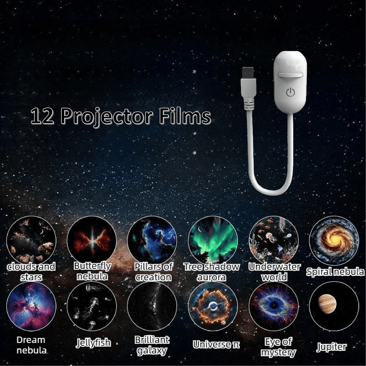 Luminária de noite 2-em-1 esen-cia com projeção de estrelas e luz ambiente para quarto, ideal para dormir e decoração.