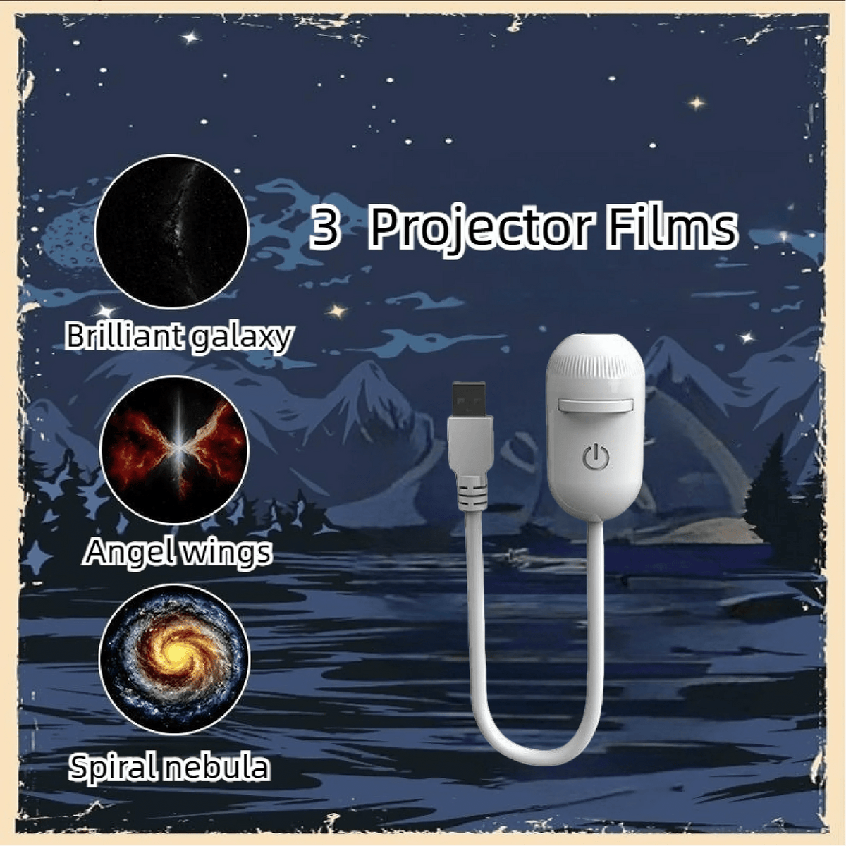 Lâmpada de noite projetora de estrelas 2-em-1 da esen-cia, luz ambiente para quarto com efeito de céu estrelado.