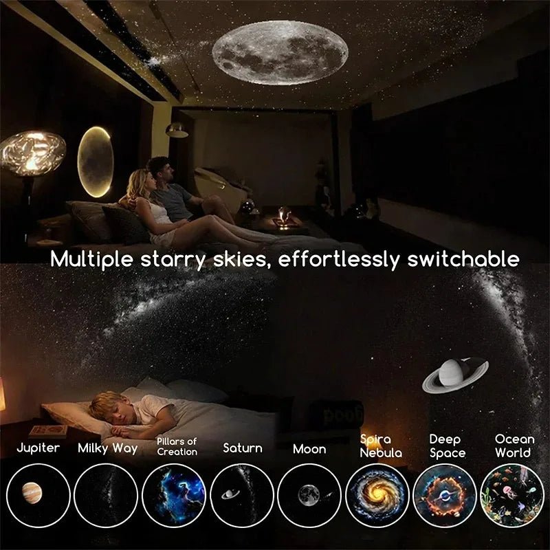 Luminária de noite 2-em-1 esen-cia, projetor de estrelas mini para quarto, iluminação ambiente para dormir e decoração.