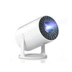 Projetor mini esen-cia 4K com projeção curta, suporte a rotação de 270° e compatível com laptops e dispositivos inteligentes.