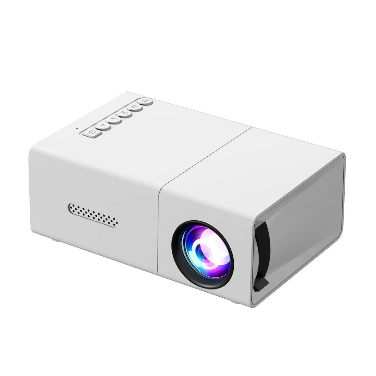 Projetor portátil Esen-cia para filmes, com entrada HDMI, USB e AV, ideal para cinema ao ar livre e uso doméstico.