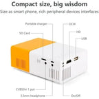 Mini projetor portátil esen-cia para filmes ao ar livre, compatível com HDMI, USB e AV, ideal para home theater móvel.