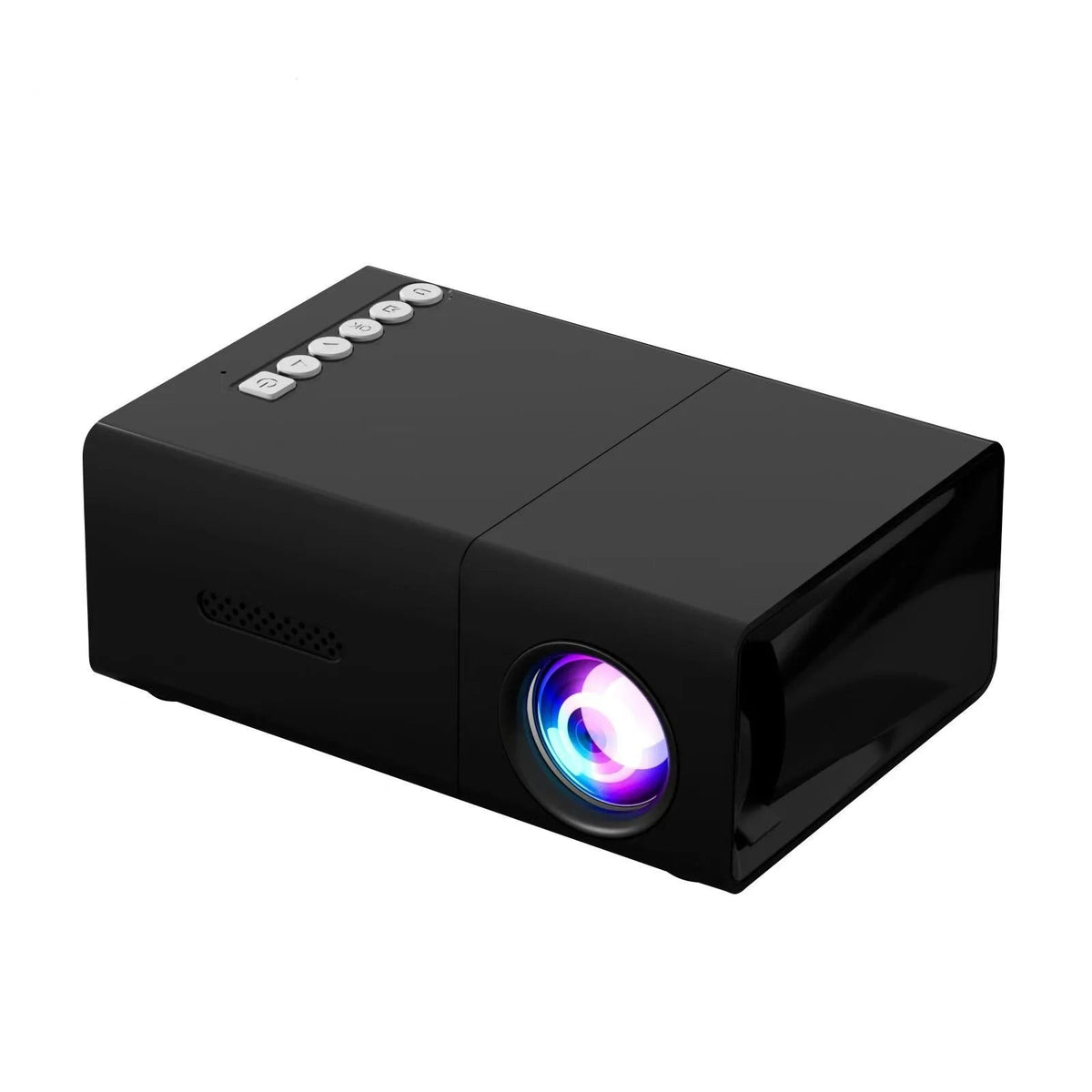 Projetor portátil Esen-cia para vídeos, compatível com HDMI, USB e AV, ideal para cinema ao ar livre e uso doméstico.