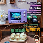Mini TV retro Esen-cia de 2,4 polegadas, portátil, com tela pequena, suporte para U Disk, aparência realista para cena miniatura