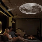 Projetor de estrelas Galaxy Mini Esen-cia com várias cenas, luz de atmosfera ajustável e projeção romântica.