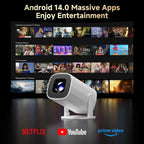 Projetor inteligente Esen-cia P30PRO Android 14 com WiFi6, Bluetooth 5.0, suporte 4K e espelhamento de tela para cinema em casa