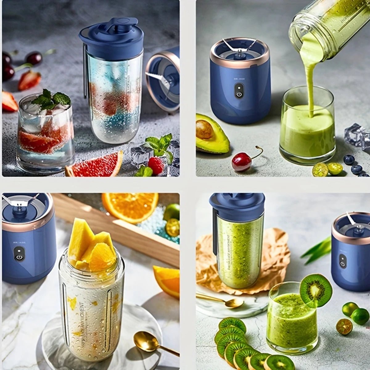 Garrafa de blender portátil elétrica da esen-cia com 6 lâminas, para sucos, smoothies e triturar gelo em ambiente externo