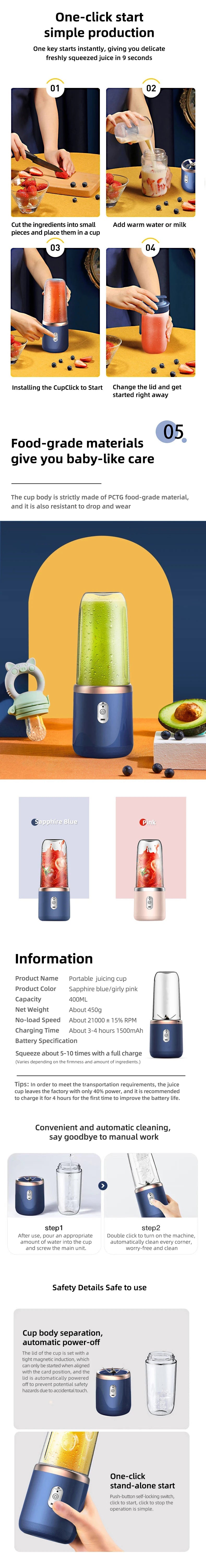 Portable Electric Blender Bottle – 6 Blades, Smoothie & Juice Cup - portable electric blender bottle 10
