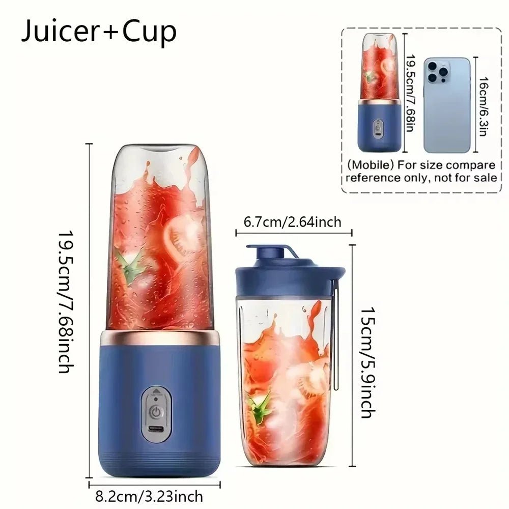 Lâmina elétrica portátil da esen-cia para smoothies, sucos e triturar gelo, com design multifuncional e copo de processamento de alimentos