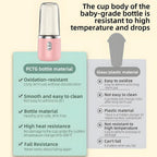Garrafa portátil de liquidificador elétrico esen-cia com 6 lâminas para sucos, smoothies, gelo e alimentos, vista frontal.