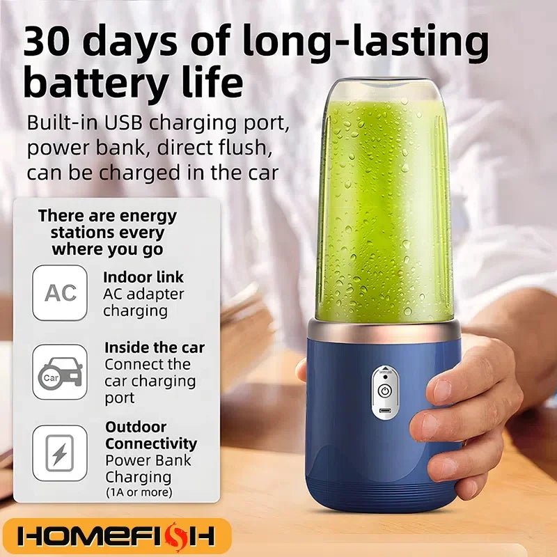 Portable Electric Blender Bottle – 6 Blades, Smoothie & Juice Cup - portable electric blender bottle 3