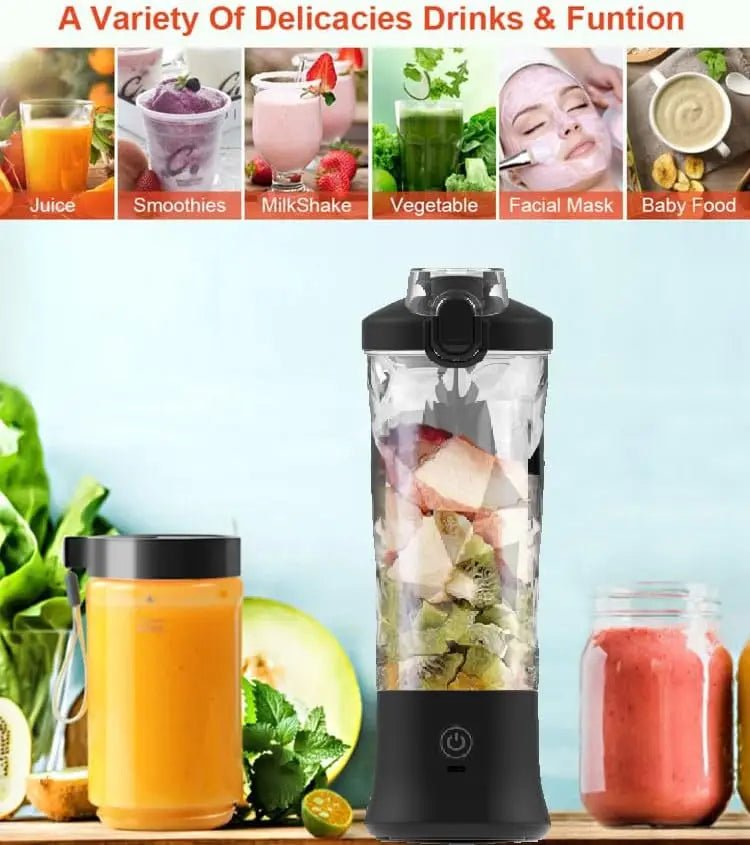 Liquidificador portátil esen-cia com copo de 20oz, recarregável USB-C, autolimpante e sem fio para smoothies e uso no escritório.