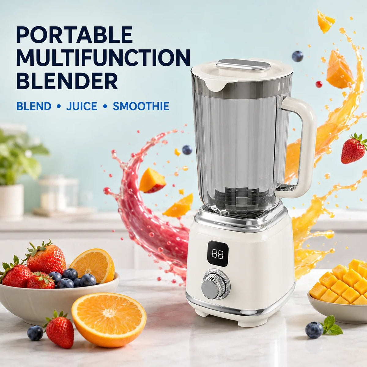 Liquidificador portátil sem fio esen-cia com copo de 600ml, bateria de 3000mAh, carregamento Type-C e função de auto-limpeza