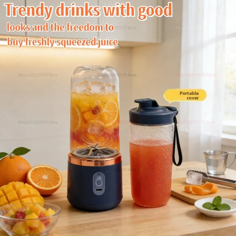 Liquidificador portátil elétrico esen-cia com 6 lâminas para sucos, smoothies, gelo e alimentos, compacto e fácil de usar.