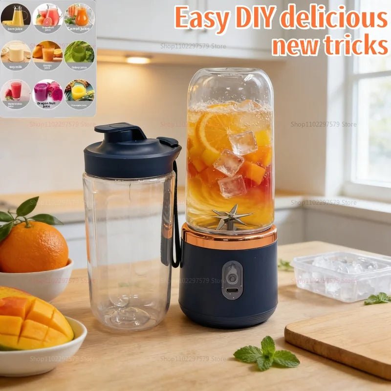 Liquidificador portátil elétrico esen-cia com 6 lâminas para sucos, smoothies, gelo e alimentos, ideal para bebidas frescas.