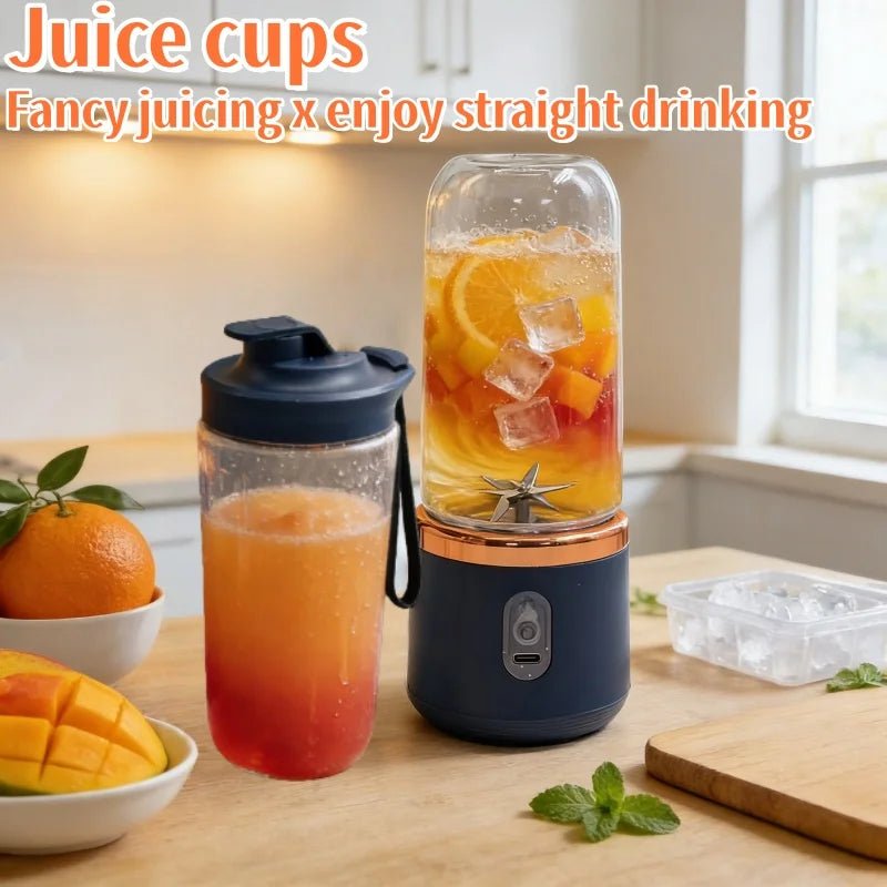 Liquidificador elétrico portátil esen-cia com 6 lâminas para sucos, smoothies, gelo e alimentos em uma jarra compacta.