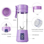 Liquidificador portátil elétrico manual esen-cia para smoothies e milkshakes, com copo recarregável e compacto para viagens.