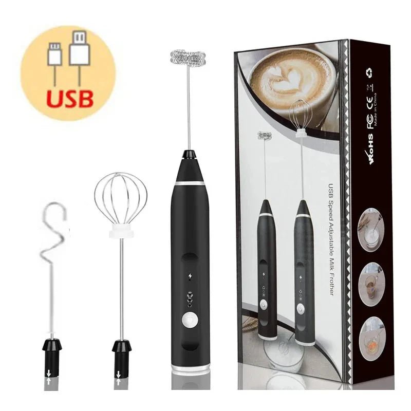 Batedor de leite portátil elétrica da esen-cia, mini batedor de mão USB para café, cappuccino e mistura de alimentos.