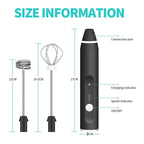 Frother elétrico portátil da esen-cia, batedor manual USB para cappuccino, café, ovos e alimentos, compacto e fácil de usar.