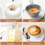 Batedor de leite portátil esen-cia, batedor manual USB para café, cappuccino, ovos e alimentos, compacto e fácil de usar.