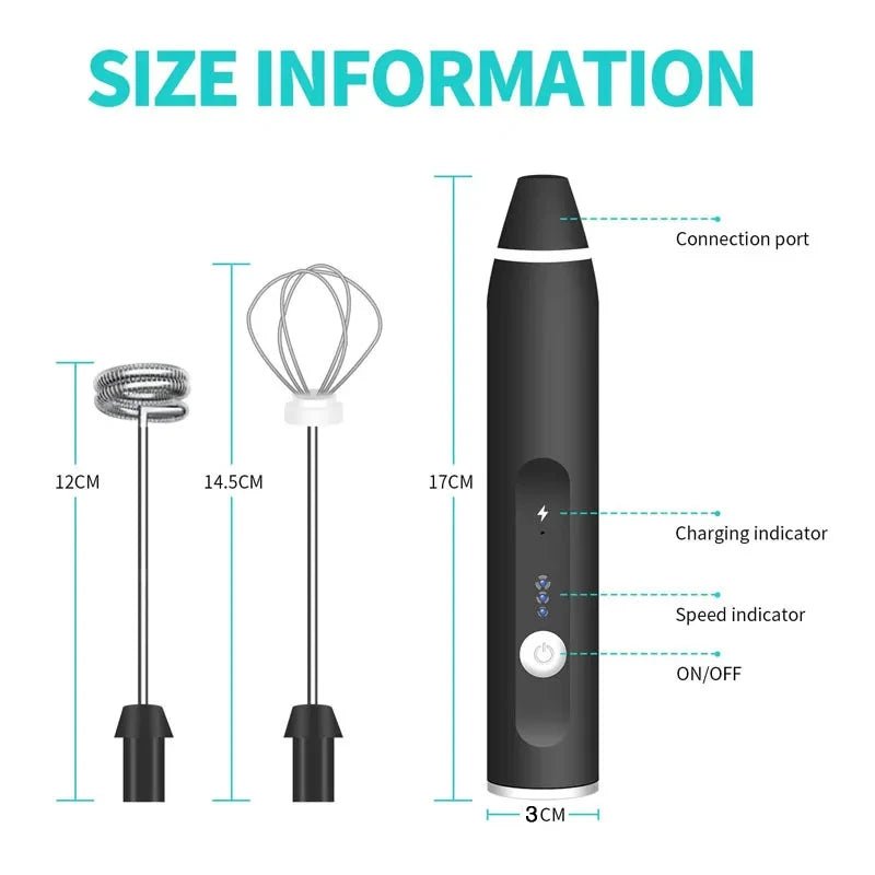 Batedor elétrico portátil esen-cia, misturador manual USB para café, cappuccino, ovos e cremes, com design compacto e prático