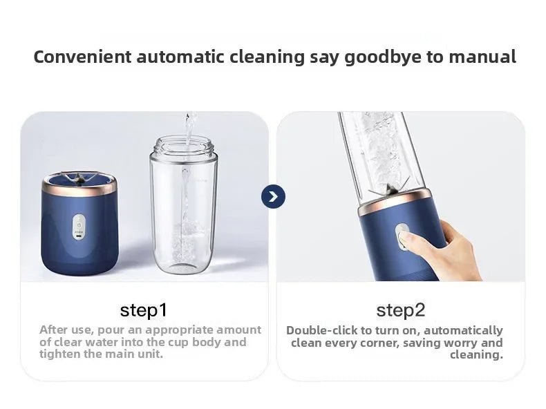 Liquidificador portátil para suco de fruta da marca esen-cia, mini elétrico com 6 lâminas, ideal para uso doméstico e na cozinha.