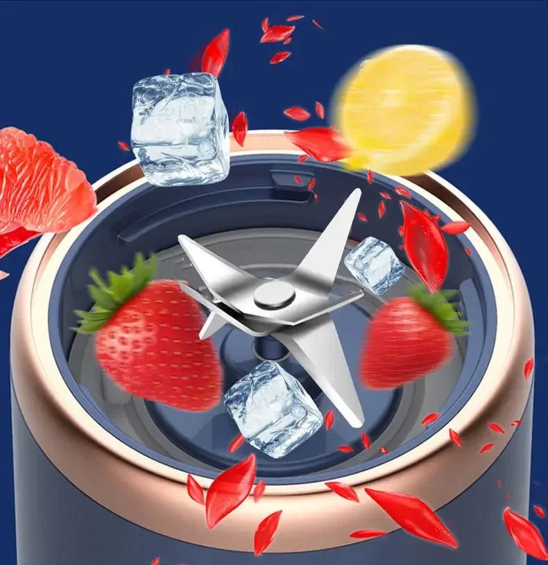 Liquidificador portátil de frutas esen-cia, mini elétrico com 6 lâminas, ideal para sucos no verão, com garrafa USB para uso doméstico