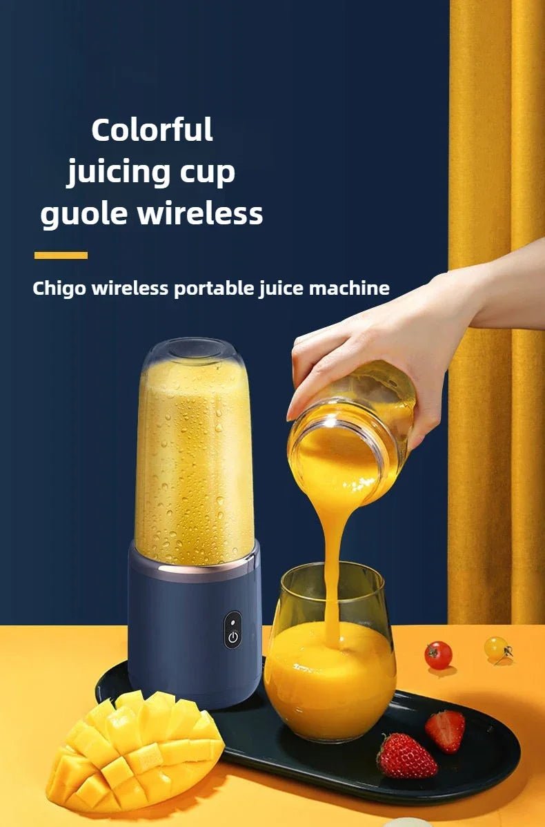 Liquidificador portátil de frutas Esen-cia, mini elétrico com 6 lâminas, ideal para sucos e smoothies em casa.