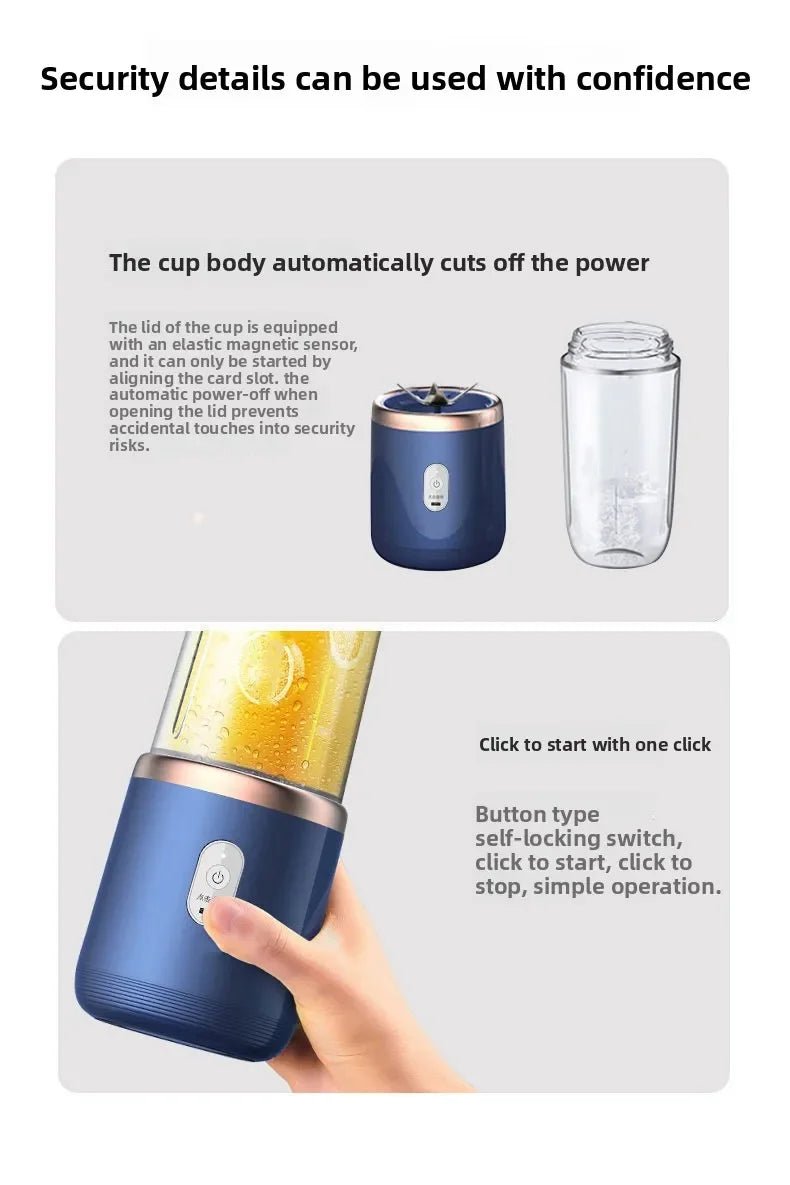 Liquidificador portátil de frutas Esen-cia, mini misturador elétrico com 6 lâminas, ideal para sucos de verão em casa.
