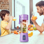 Liquidificador portátil Esen-cia com 6 lâminas, motor potente e bateria de 4000mAh, ideal para sucos e alimentos baby.