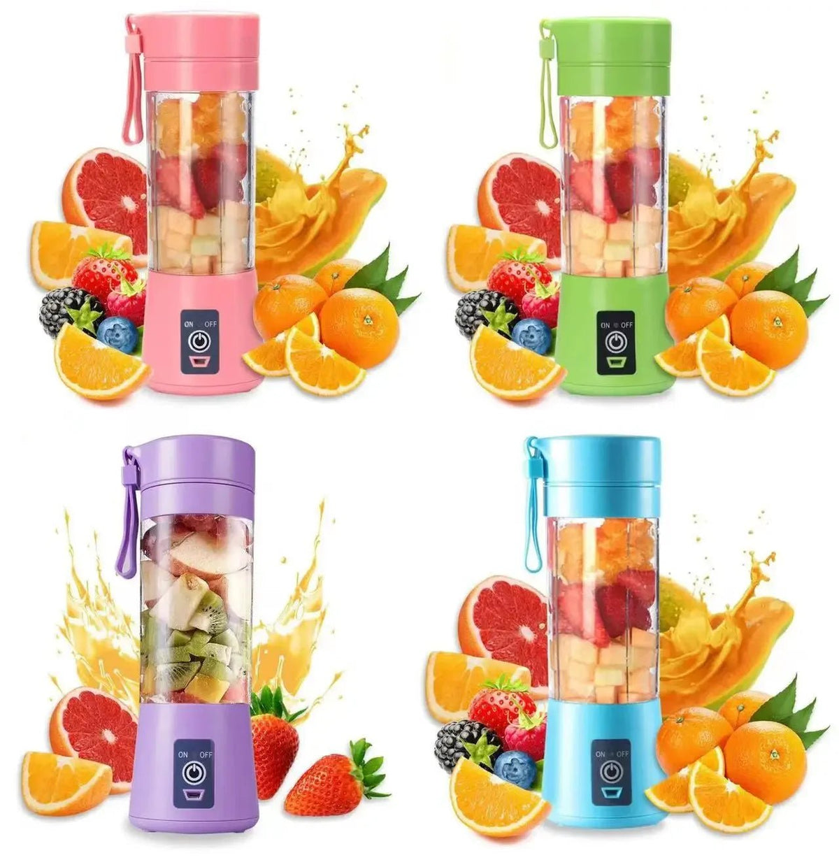 Copo de liquidificador portátil esen-cia com seis lâminas e motor potente de 4000mAh, ideal para sucos, smoothies e comida de bebê.