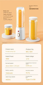 Liquidificador portátil esen-cia com 10 lâminas, elétrico, sem fio, para sucos de frutas, gelo e alimentos.