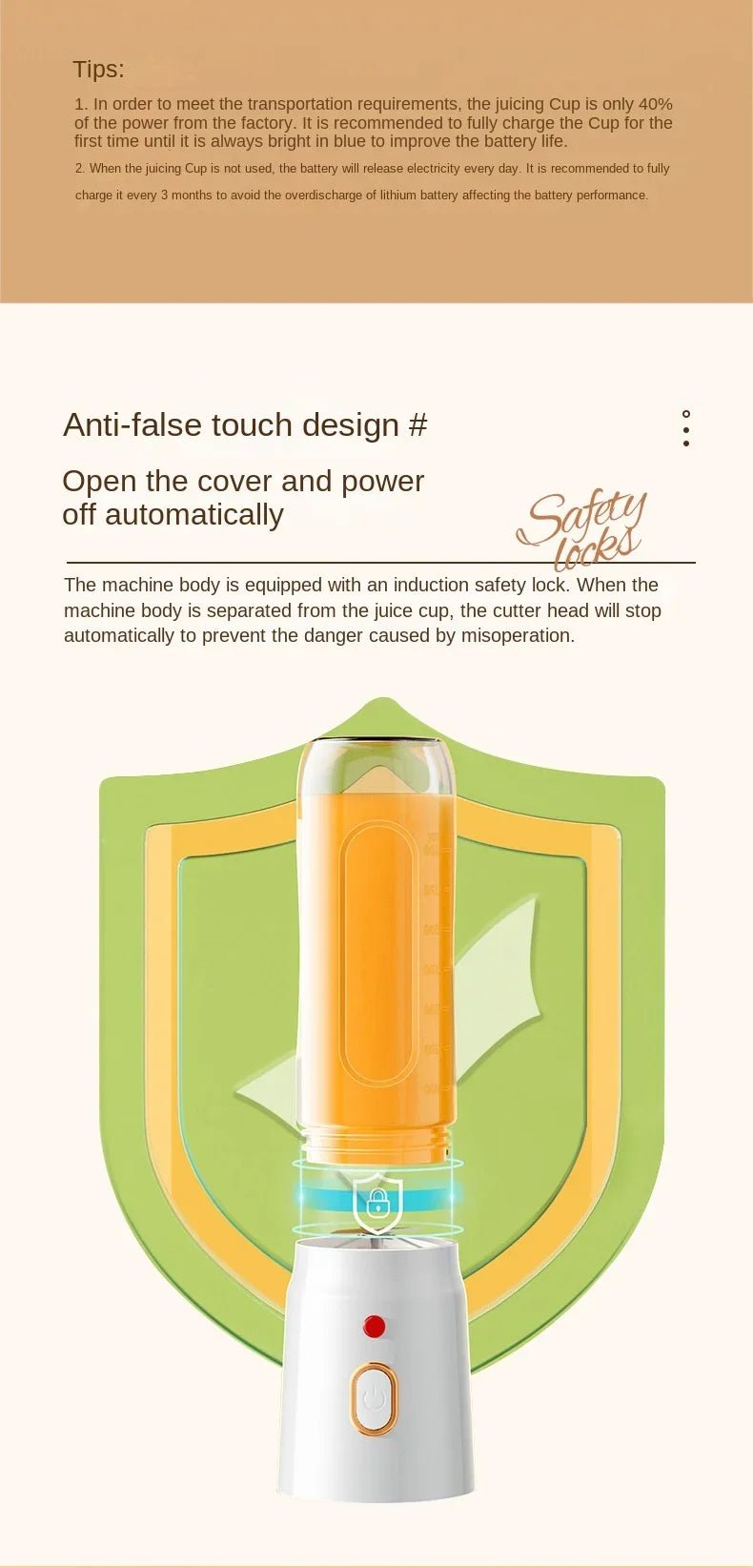 Liquidificador portátil esen-cia, misturador de frutas elétrico sem fio com lâminas de 10 pontas para sucos de laranja e gelo