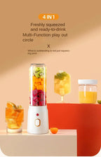 Liquidificador portátil wireless Esen-cia com 10 lâminas para suco de frutas, gelo, e mistura de alimentos, compacto e fácil de usar.