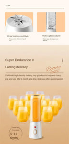 Liquidificador portátil esen-cia, mixer elétrico sem fio para frutas, suco de laranja e gelo, com 10 lâminas para triturar.