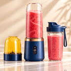 Liquidificador portátil esen-cia com copo de 400ml, lâminas de 6 pontas, ideal para smoothies em viagens, academia ou cozinha.
