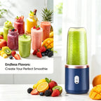 Copo de mini liquidificador USB recarregável portátil esen-cia com 6 lâminas, ideal para smoothies na academia, cozinha ou viagem.