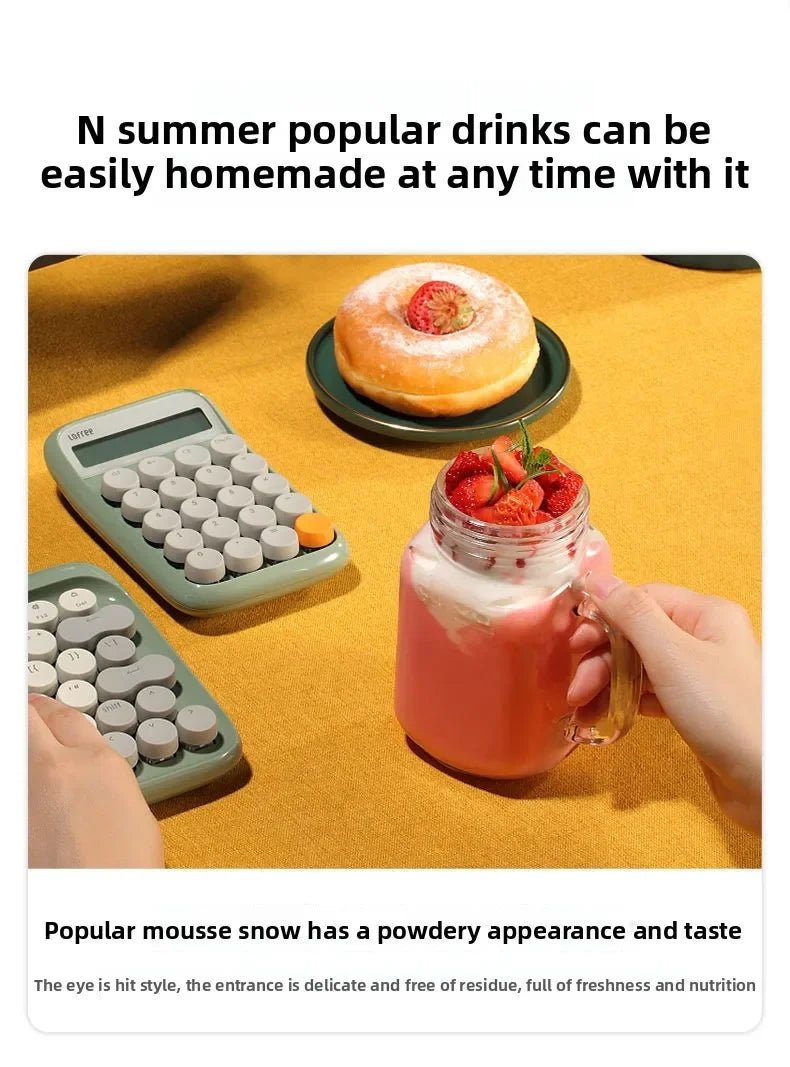 Liquidificador portátil USB recarregável esen-cia com copo de 400ml, 6 lâminas, ideal para smoothies em casa, academia ou viagem