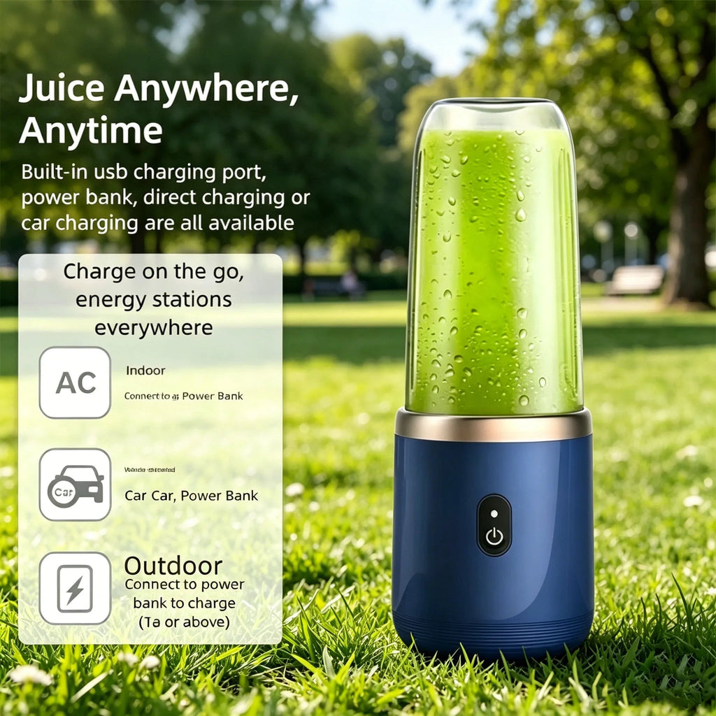 Liquidificador portátil USB recarregável esen-cia, mini liquidificador de 400ml com 6 lâminas para smoothies e sucos.