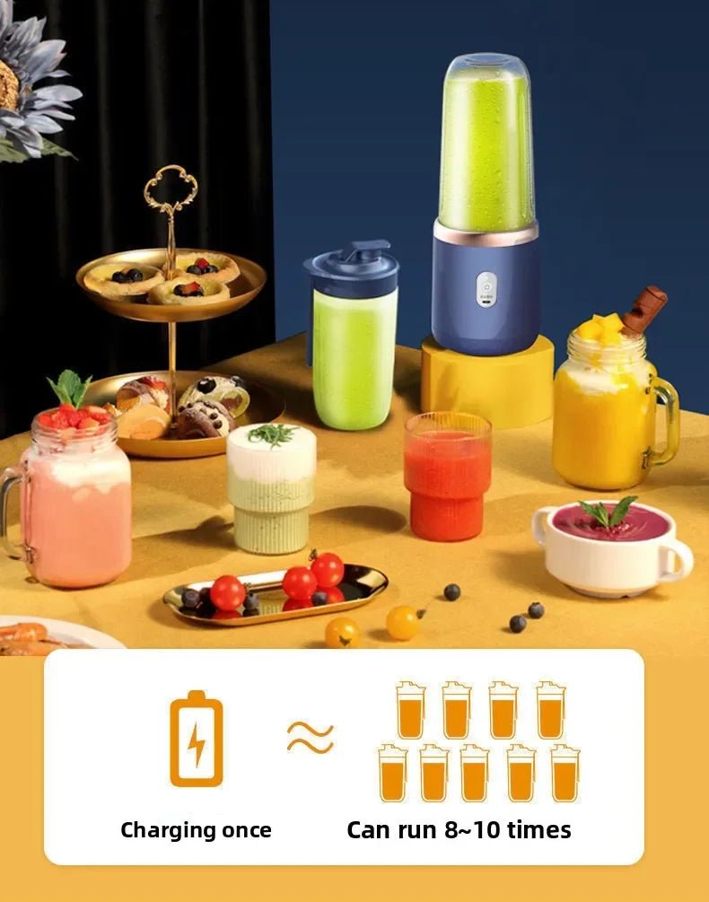 Liquidificador portátil USB recarregável esen-cia, mini liquidificador de 400ml com 6 lâminas, ideal para smoothies em viagem ou na cozinha.