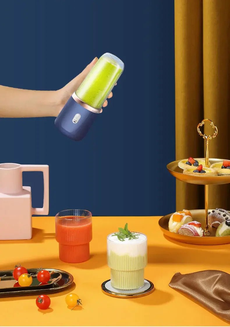 Liquidificador portátil USB esen-cia, mini liquidificador de 400ml com 6 lâminas, ideal para smoothies na academia, cozinha ou viagem.