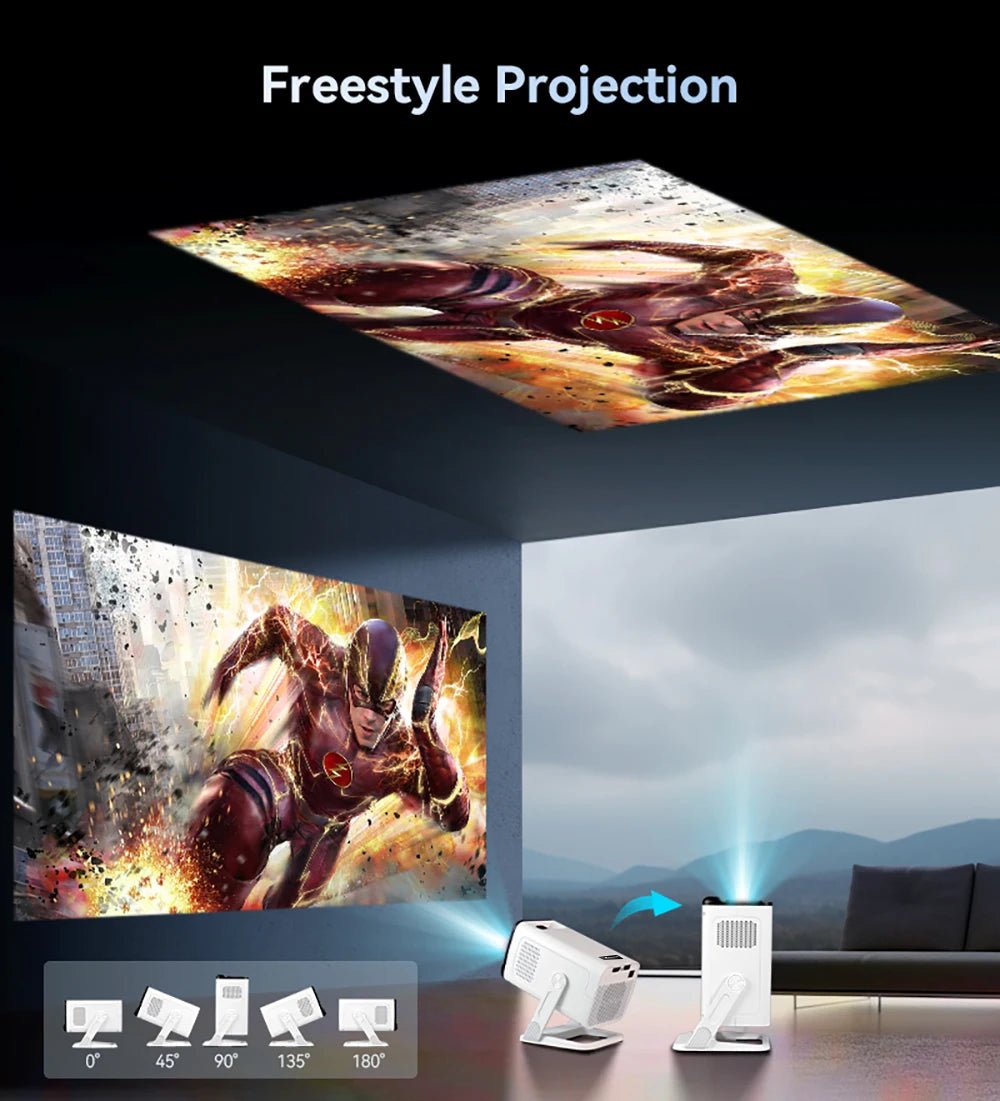 Projetor portátil Esen-cia PROGAGA PG310, mini projetor 4K, 1080P, 720P com Android, Bluetooth 5.4, para home theater e outdoor.