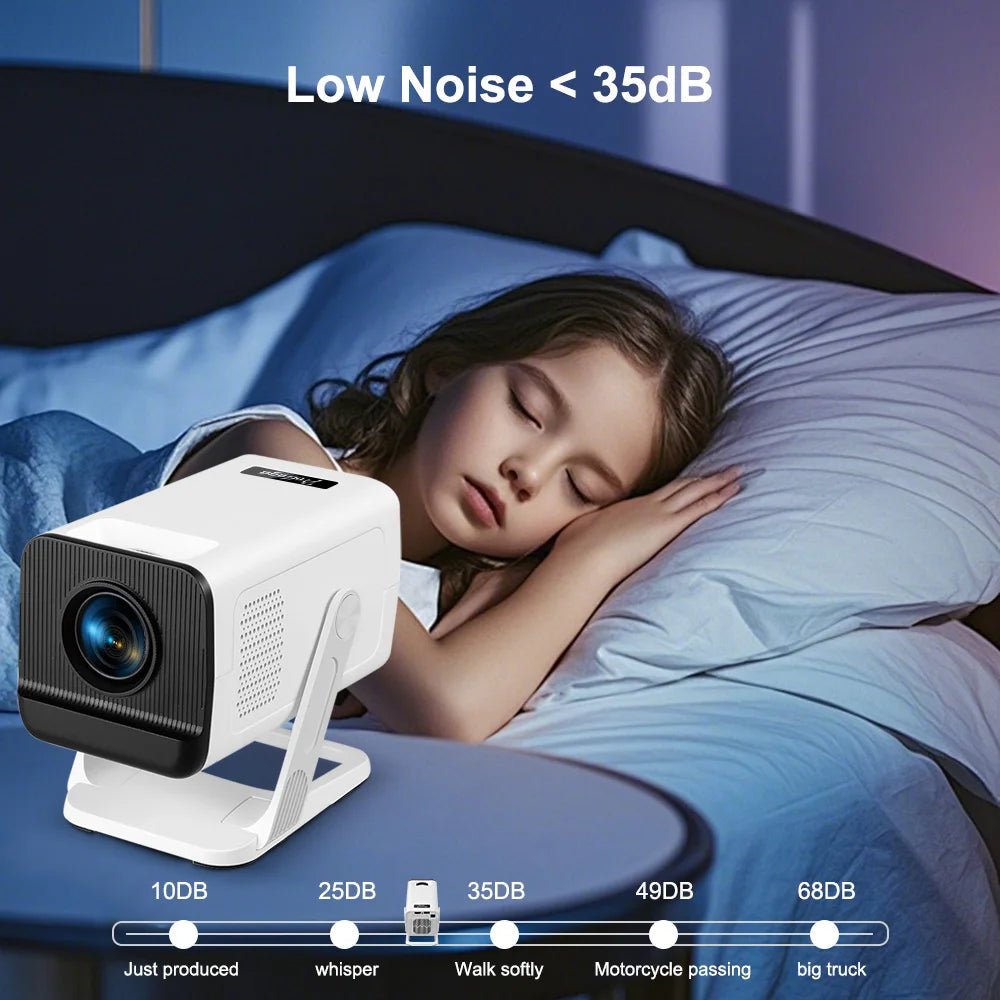 Projetor portátil Esen-cia PROGAGA PG310 com resolução 4K, Android, Bluetooth e tela de cinema ao ar livre e em casa