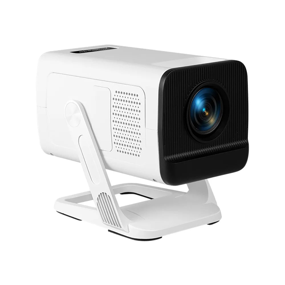 Projetor portátil PROGAGA PG310 da esen-cia exibindo imagem de alta resolução para home theater e uso ao ar livre.