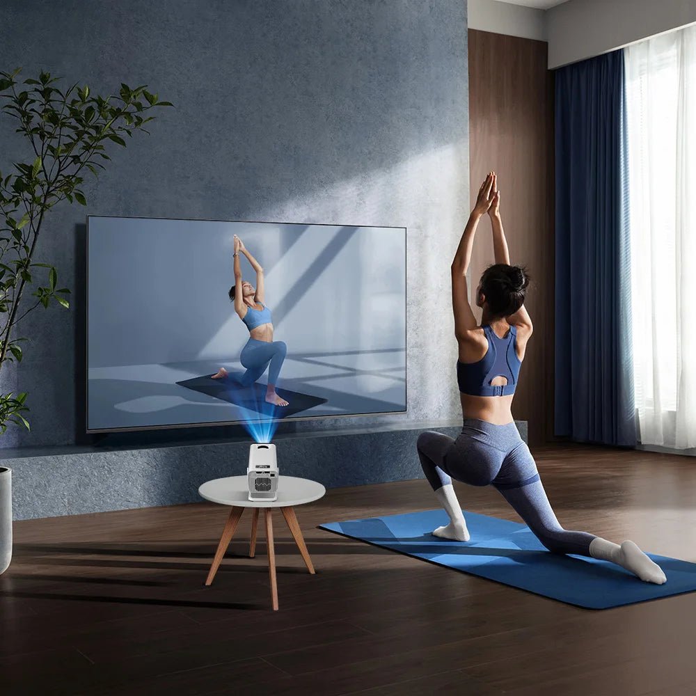 Projetor portátil PROGAGA PG310 da esen-cia, mini, com resolução 4K, 1080P e 720P, conexão Bluetooth e tela de cinema ao ar livre